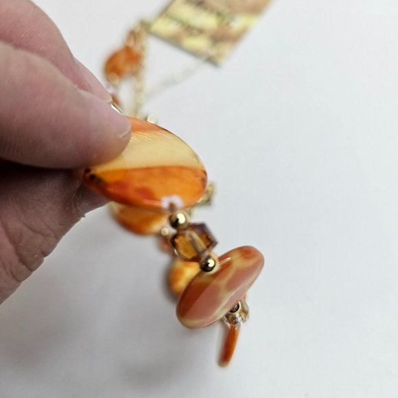 The Harbor Mother of Pearl Orange Sherbert Necklace And Earrings Set - Picture 7 of 8